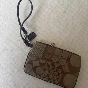 Coach Black and Brown Leather Wristlet